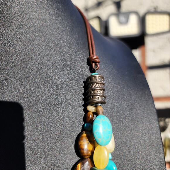 Silpada Turquoise Necklace N1858 Tigers Eye Calcite 925 Sterling Silver Leather - Picture 7 of 16